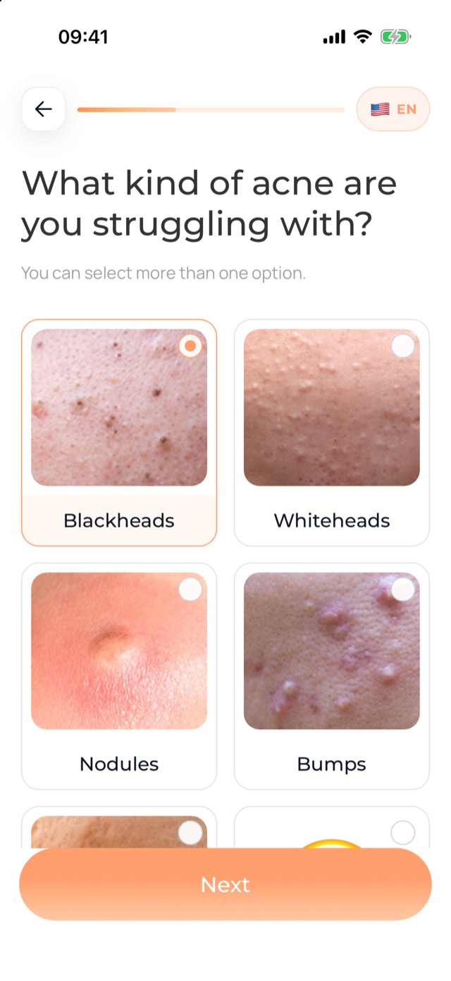 AcneTrack questionnaire: what kind of acne are you struggling with