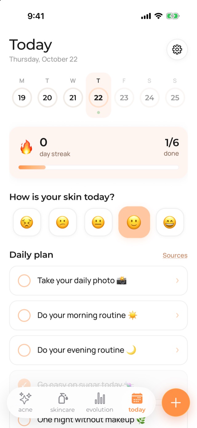 Today tab with daily tasks